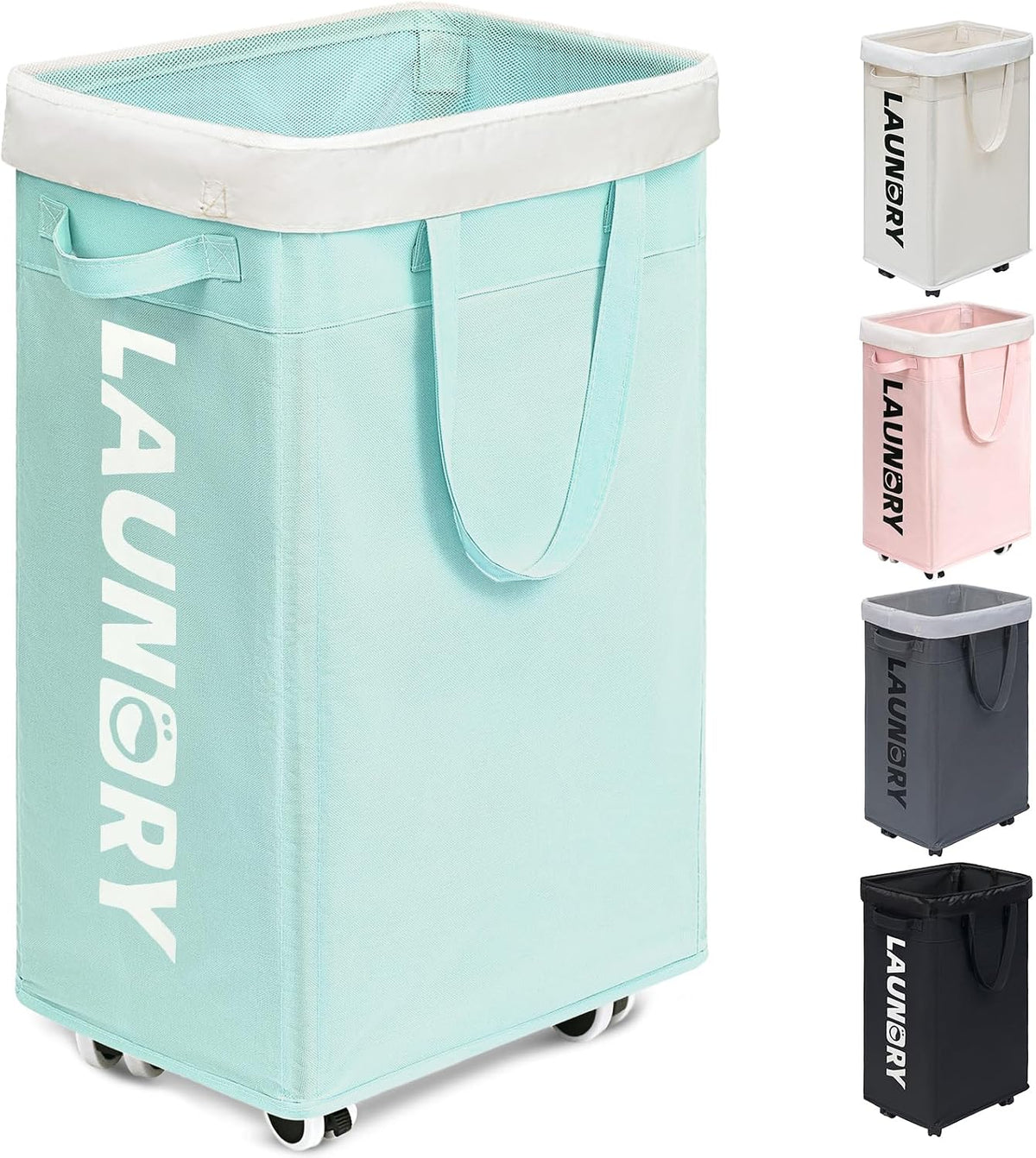 Goodpick 75L Rolling Laundry Basket with Removable Wash Bag for Living Room