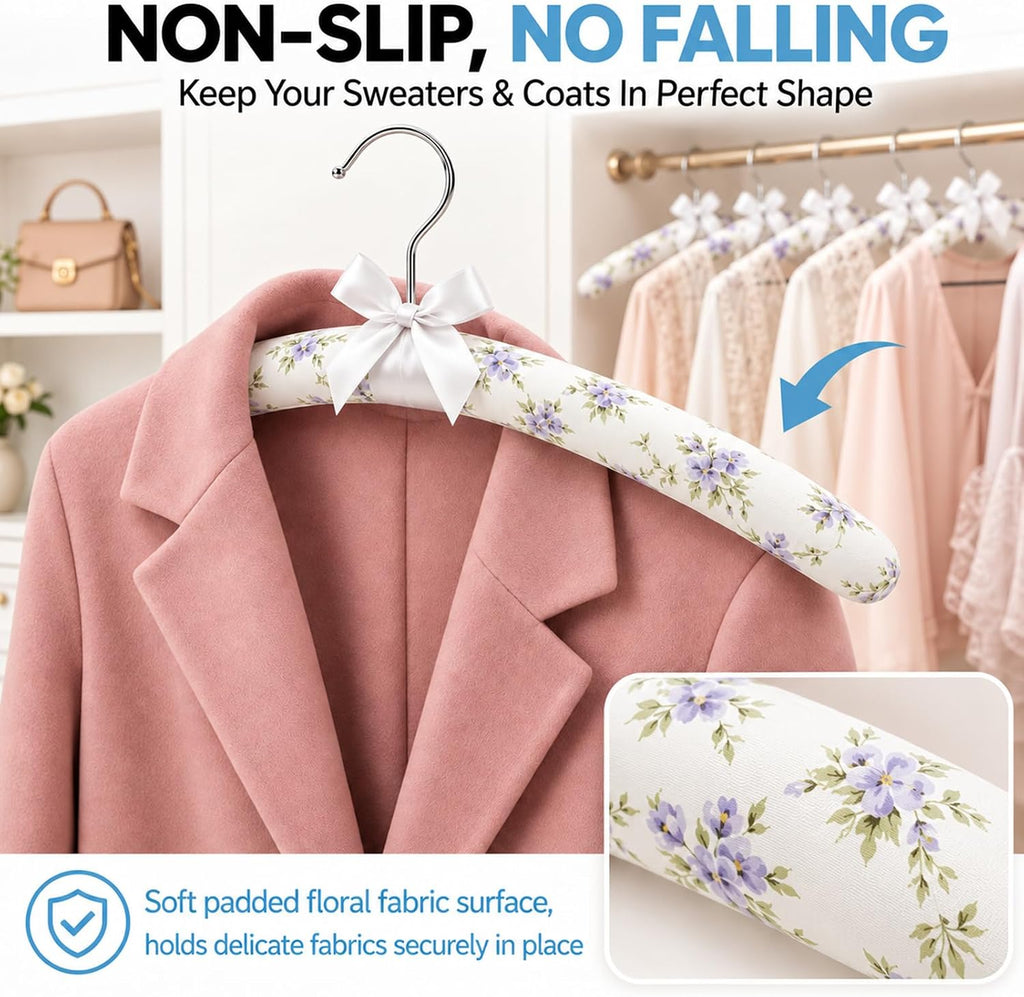 No Bump Padded Clothes Hangers for Women Clothing, Sweater, Coat, 10 Pack