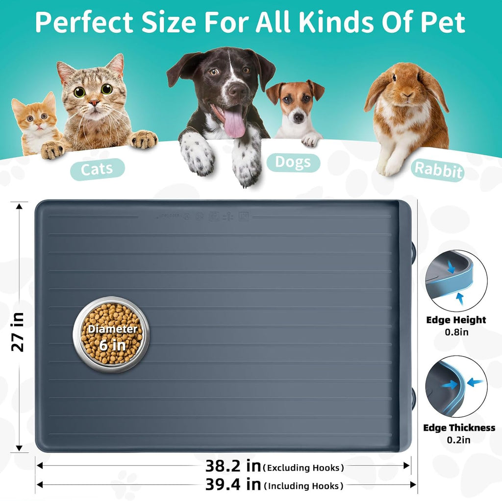 Dog mat for Food and Water - 39.4" x 27" Thickened Large Dog Food Mat