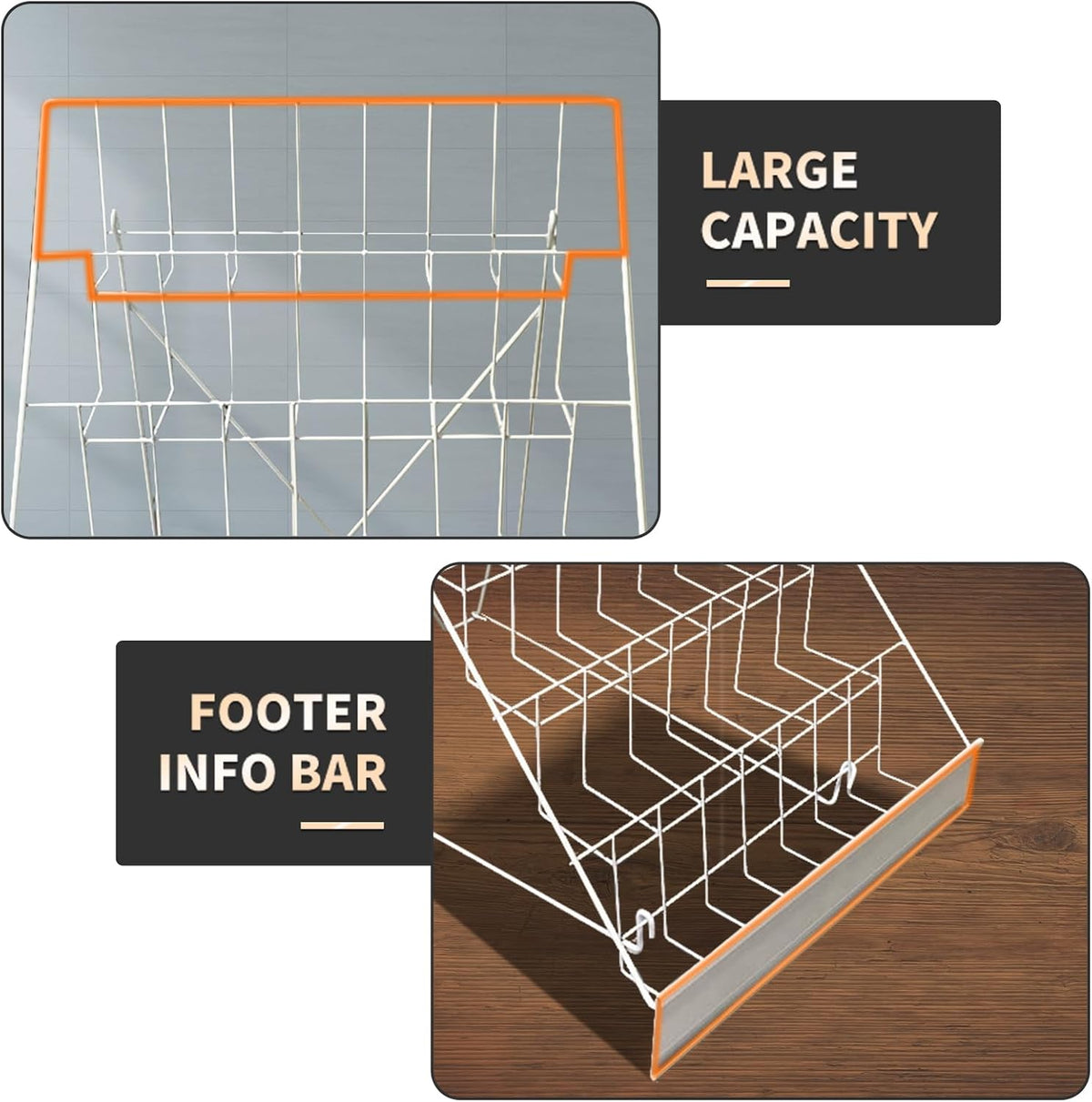 TONGMO 6-Tier Wire Book Signing Rack - Sturdy Tabletop Design - Ideal for Libraries, Classrooms, Schools - Display Literature, Magazines, Comics - Perfect for Book Signings (White-1P)