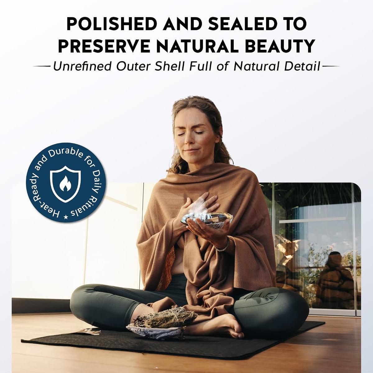 Hand Selected Abalone Shell, 5-Inch+ Polished Smudging & Display Bowl Kit