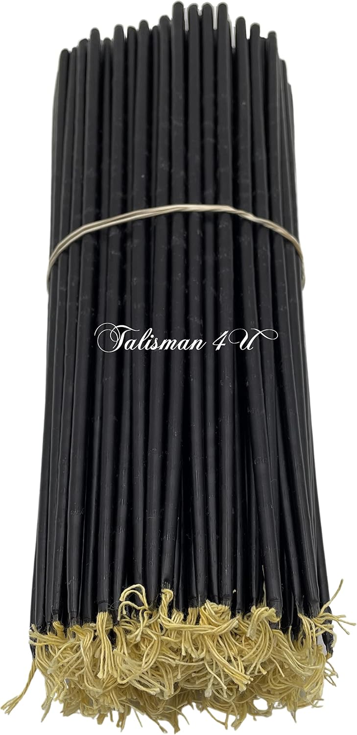 TALISMAN4U 50 Black Beeswax Taper Prayer Candles 11inch Holy Land Jerusalem