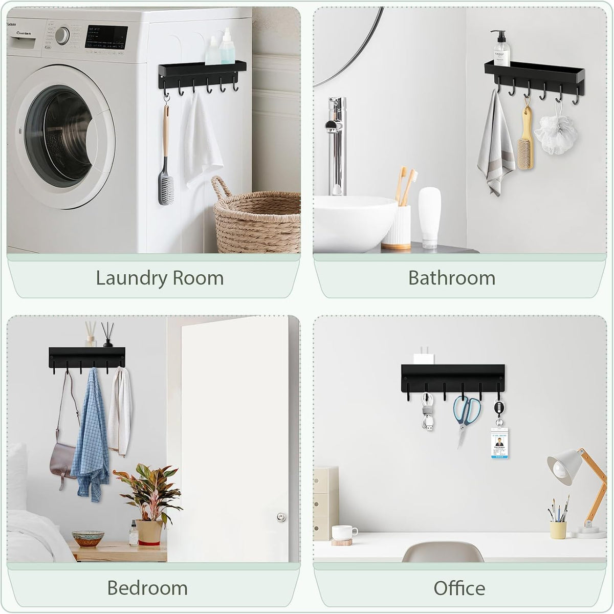 Magnetic Key Holder Wall Mount, Small Key Rack with Tray, Black