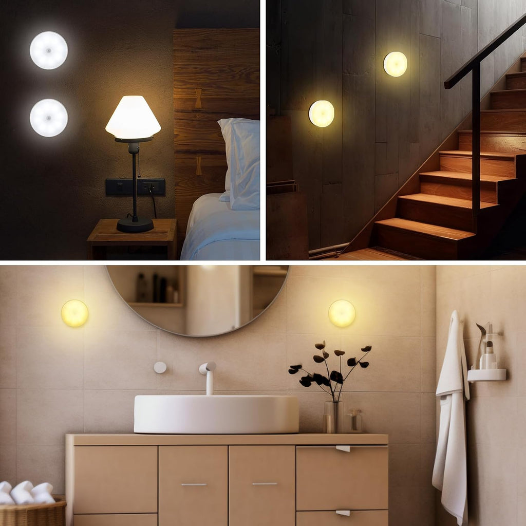 Glooglitter 2 Pcs Magnetic Cruise Ship Motion Sensor Light with USB Cable LED Rechargeable Night Light Battery Nightlight Safe Cordless Nightlight for Cruise Ship Cabin Hallway Bathroom (White & Warm)