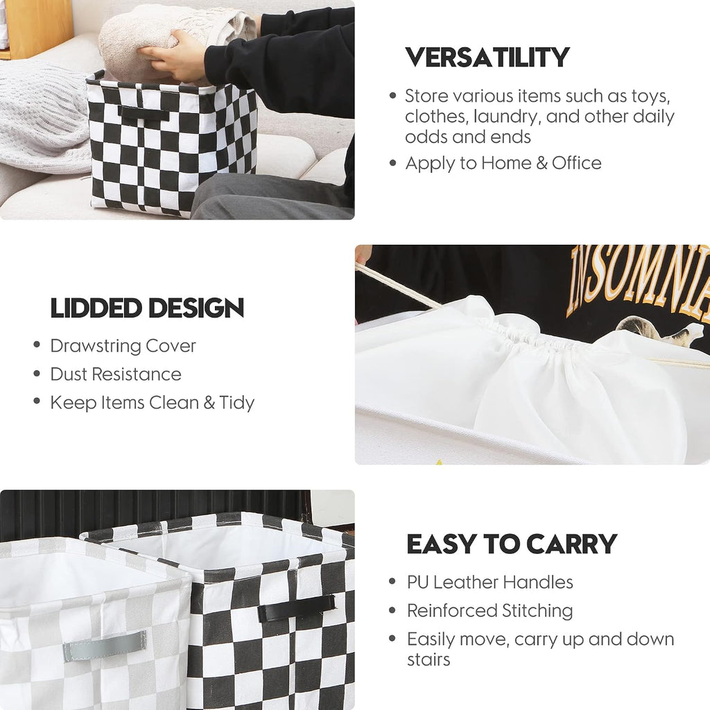 Hinwo Collapsible Canvas Storage Cubes with Handles, 11-Inch, 3-Pack