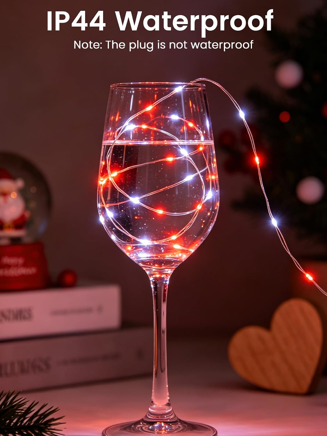 2 Pack Fairy Lights Plug in 99 FT 300 LED Christmas String lights Red White