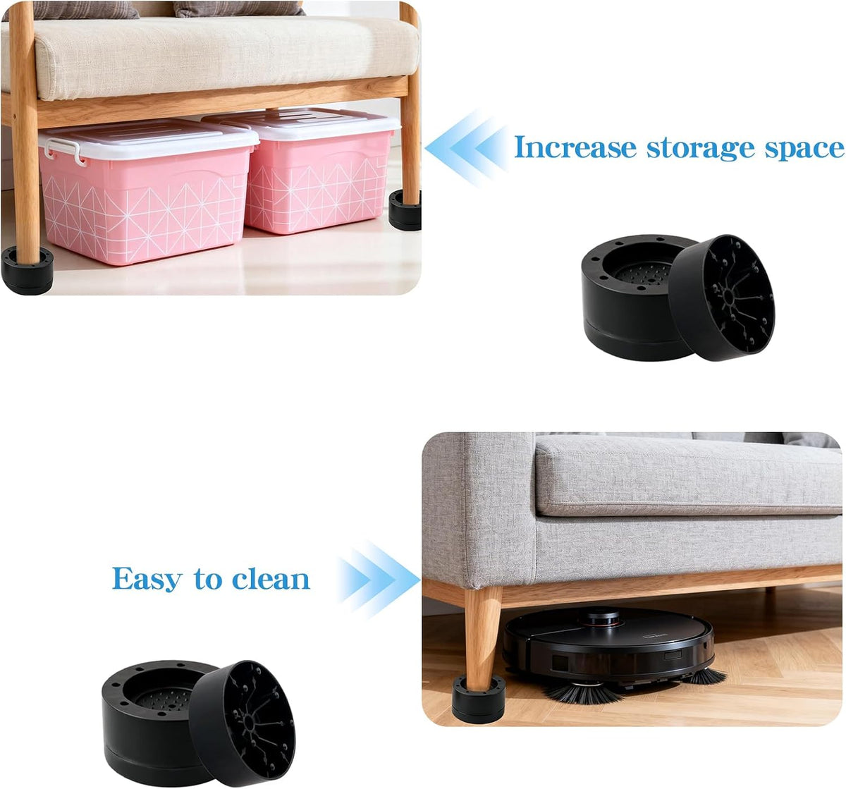 Bed Risers Adjustable Furniture Risers Heavy Duty Lifts Height 2 "