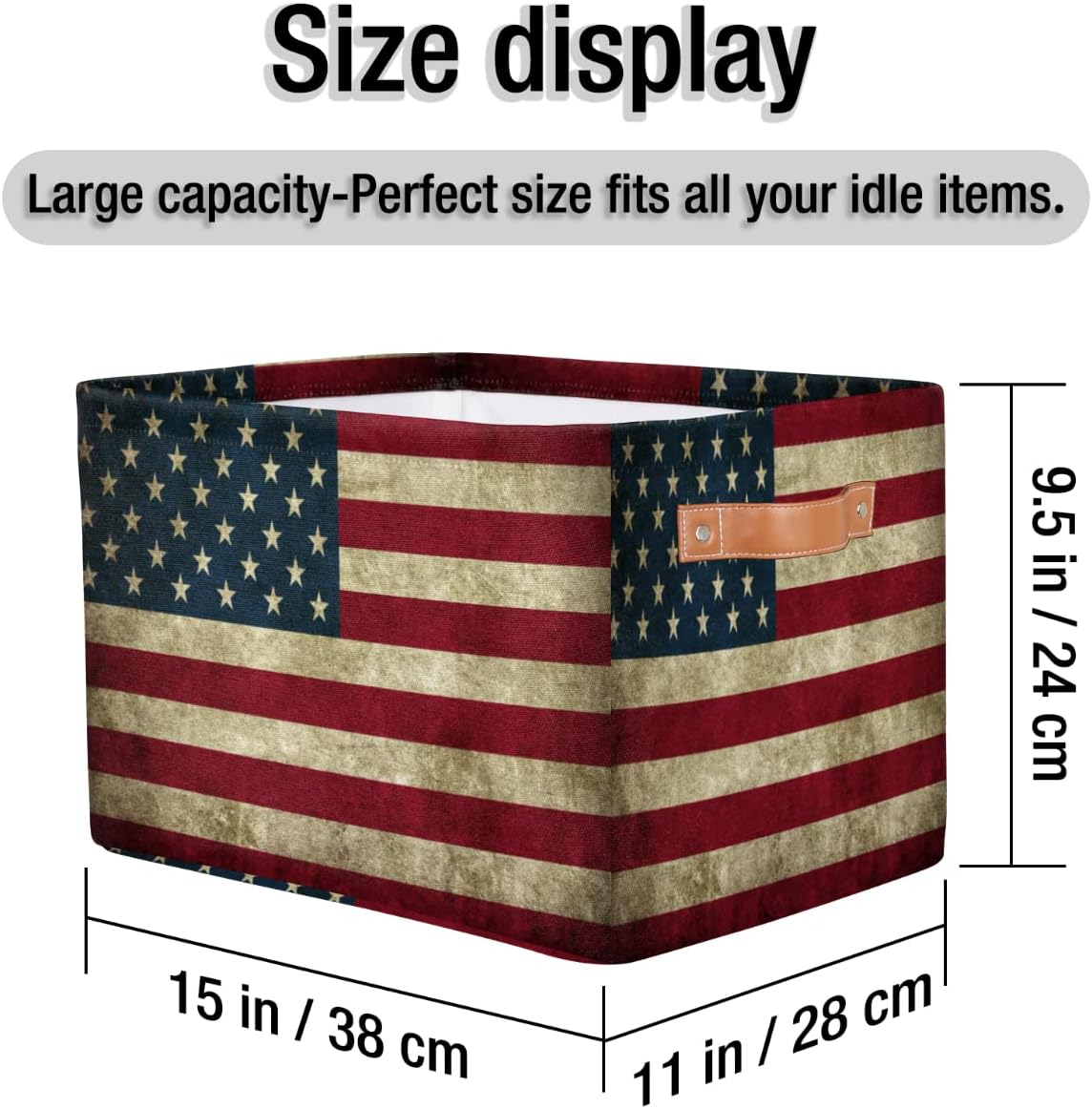American Flag Storage Basket Protection Large Storage Bins Box with Handles