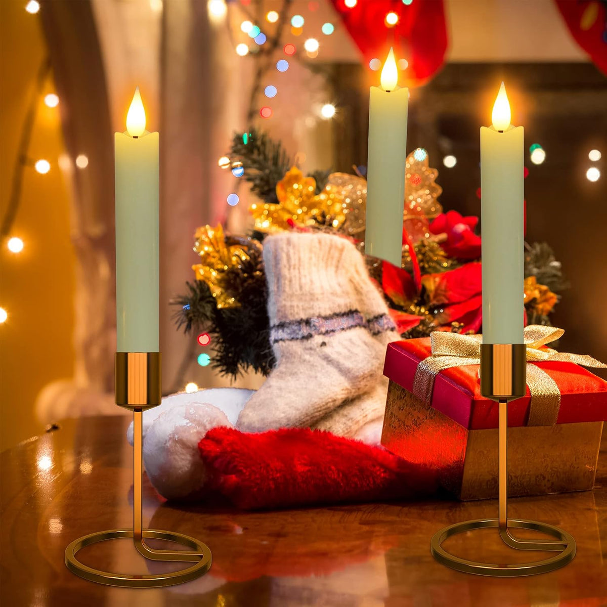 Flameless LED Taper Candles, 6pcs Battery Operated 6.5" Ivory Flickering Candlesticks with Remote Timer, Real Wax Warm White Candle Light for Room Home Halloween Christmas Decor