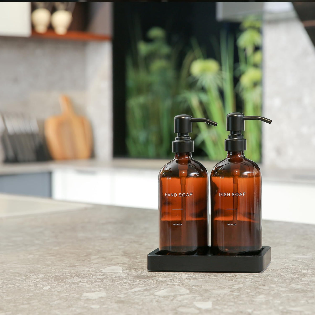 Prus Waso Amber Soap Dispenser Set