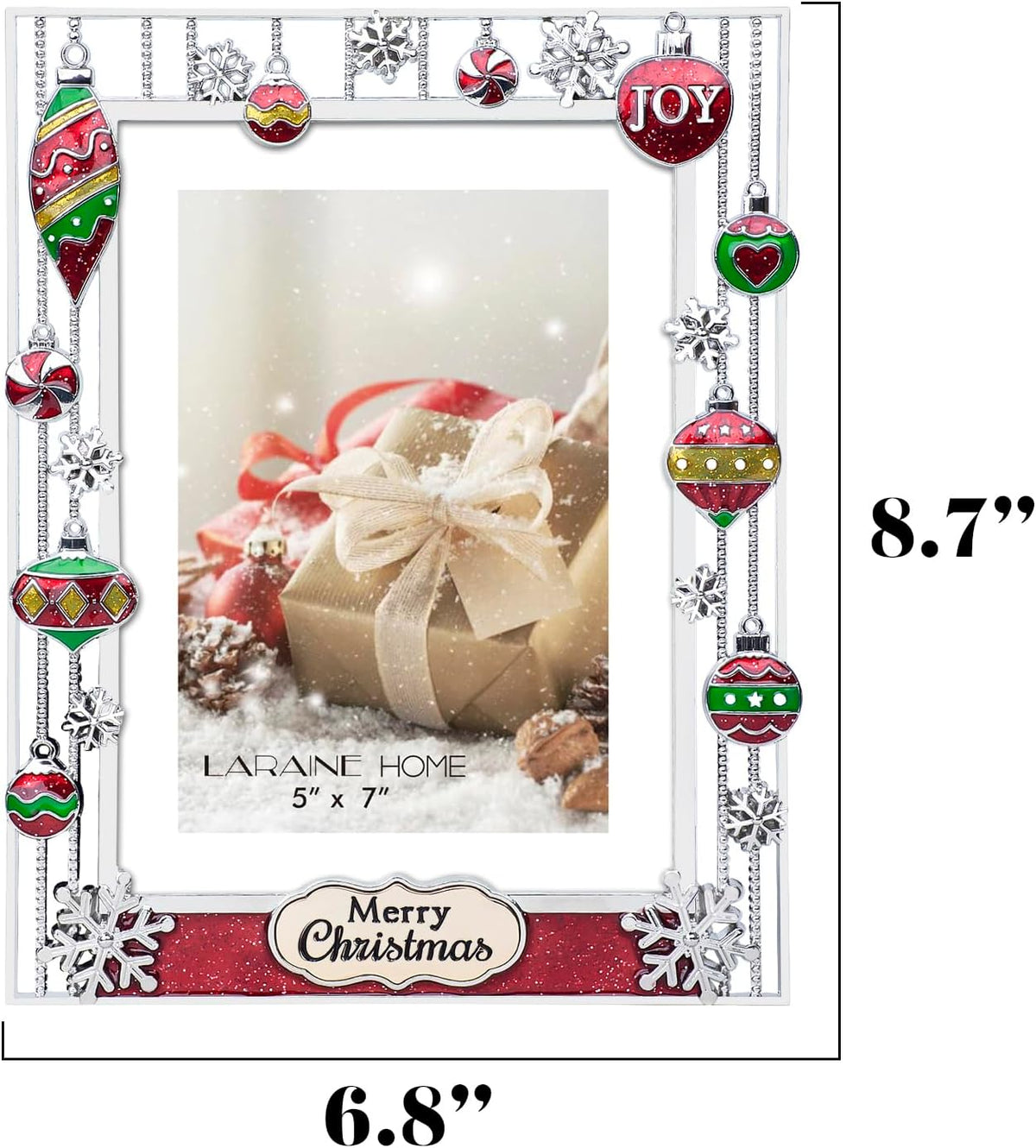 LARAINE Picture Photo Frame 5x7 Metal 2026 Christmas High Definition Display Pictures for Tabletop Home Decorative Holiday Gift (Merry Christmas)
