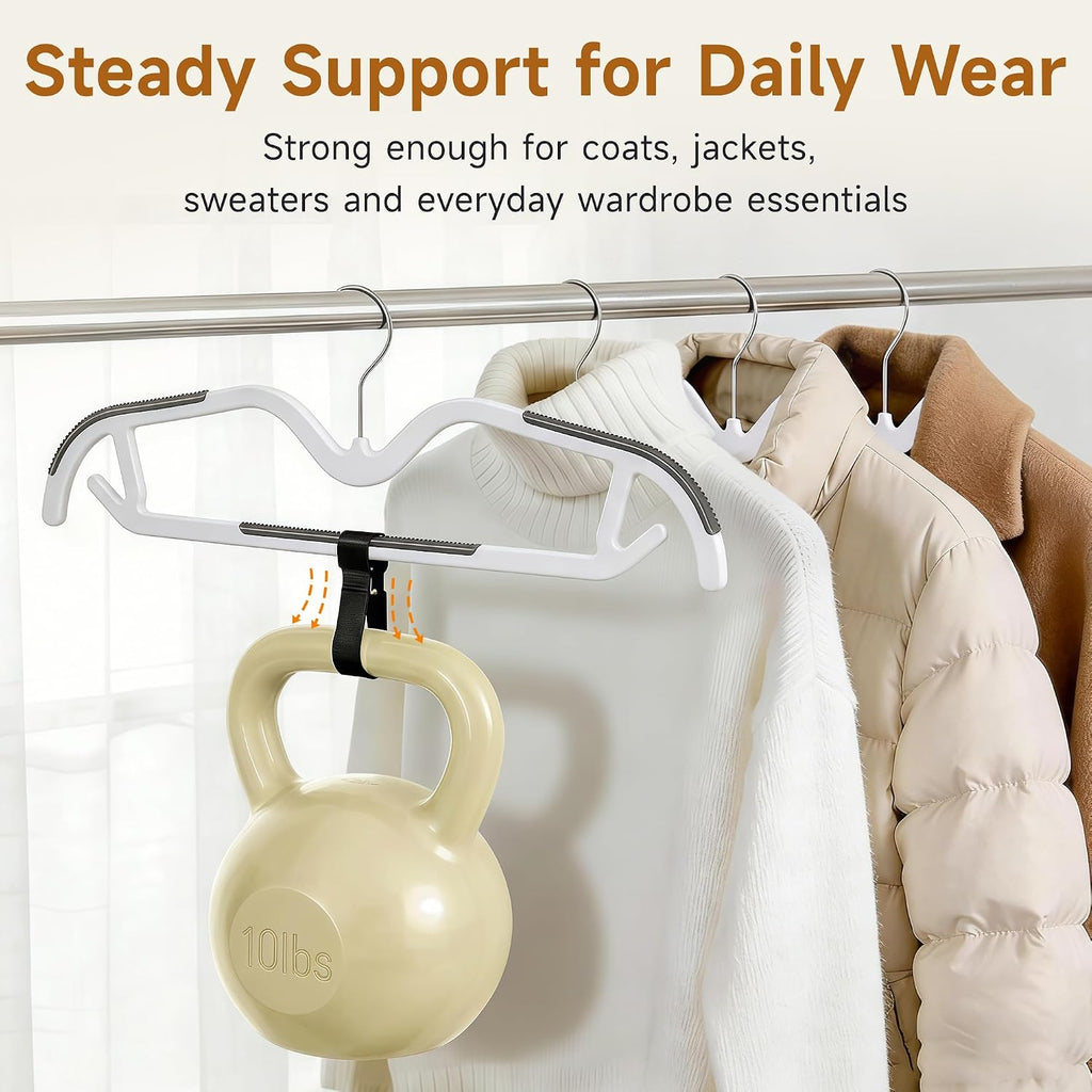 Sishynio 20 Pack White Short Neck Plastic Clothes Hangers, Slim, Non-Slip