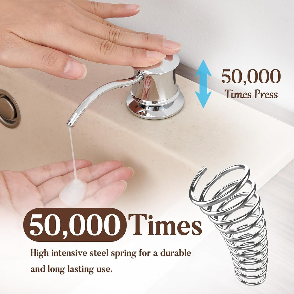 Built in Soap Dispenser for Kitchen Sink Countertop, Brass, Chrome
