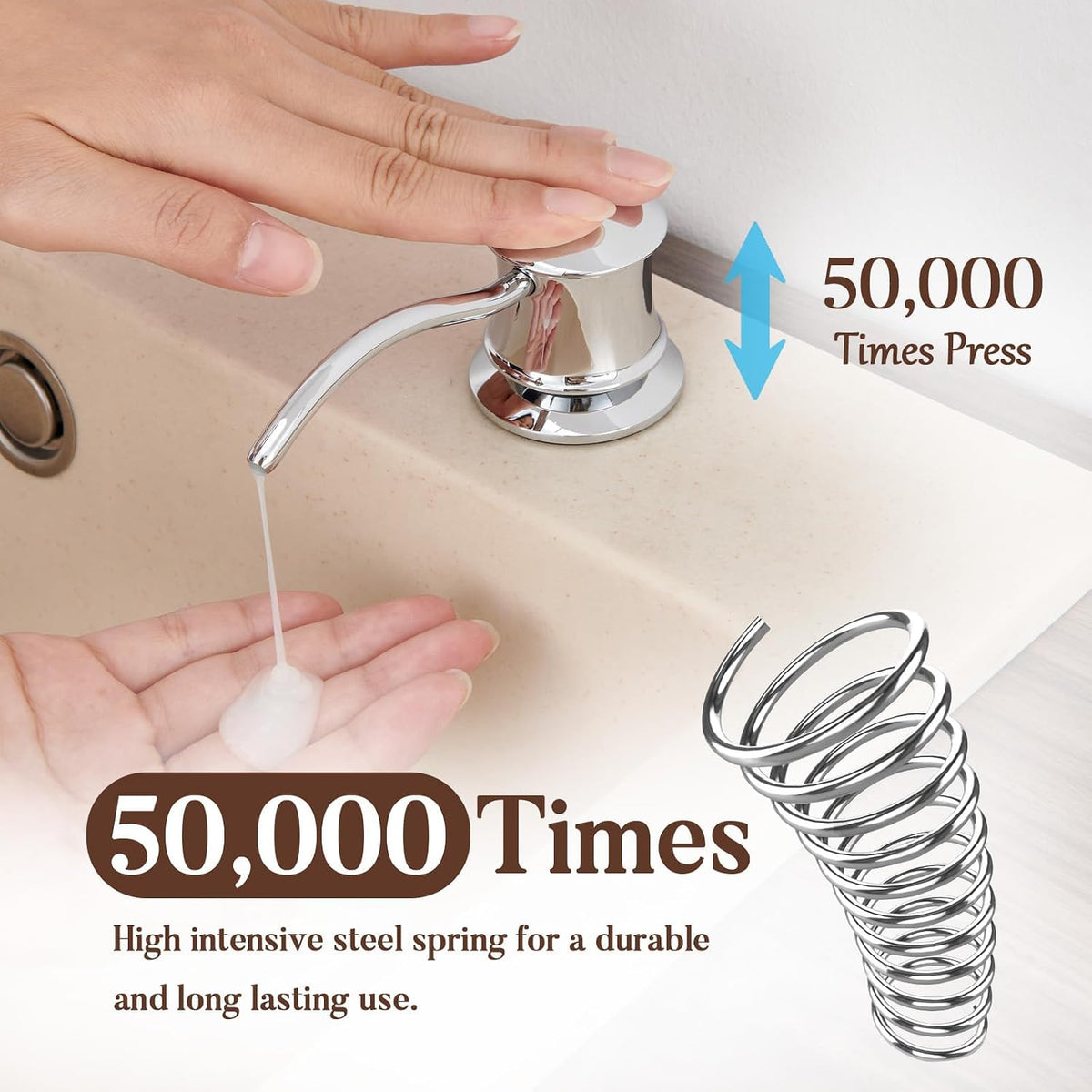 Built in Soap Dispenser for Kitchen Sink Countertop, Brass, Chrome