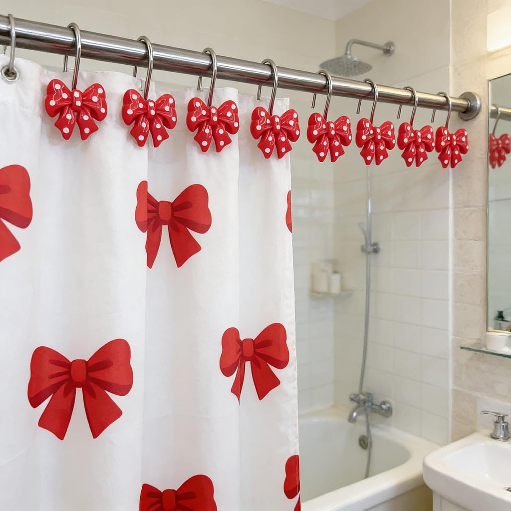 Twofishes Home Fashion Red Shower Curtain Rings Pack of 12