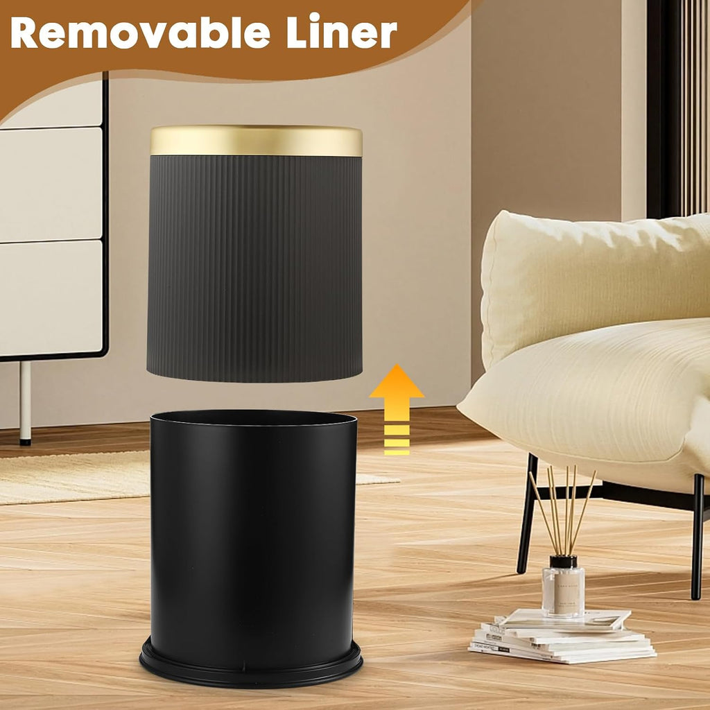 Automatic Bathroom Trash Can with Lid,Small Wastebasket Gold Black
