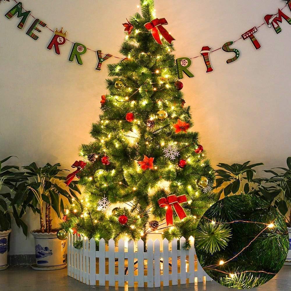 LED Fairy String Lights with Remote Control - 2 Set 100 LED 33ft/10m Micro Silver Wire Indoor Battery Operated LED String Lights for Garden Home Party Wedding Festival Decorations(Warm White)