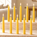 6 Inch Pure Beeswax Taper Candles 10 Pack, 6-Hour Burn