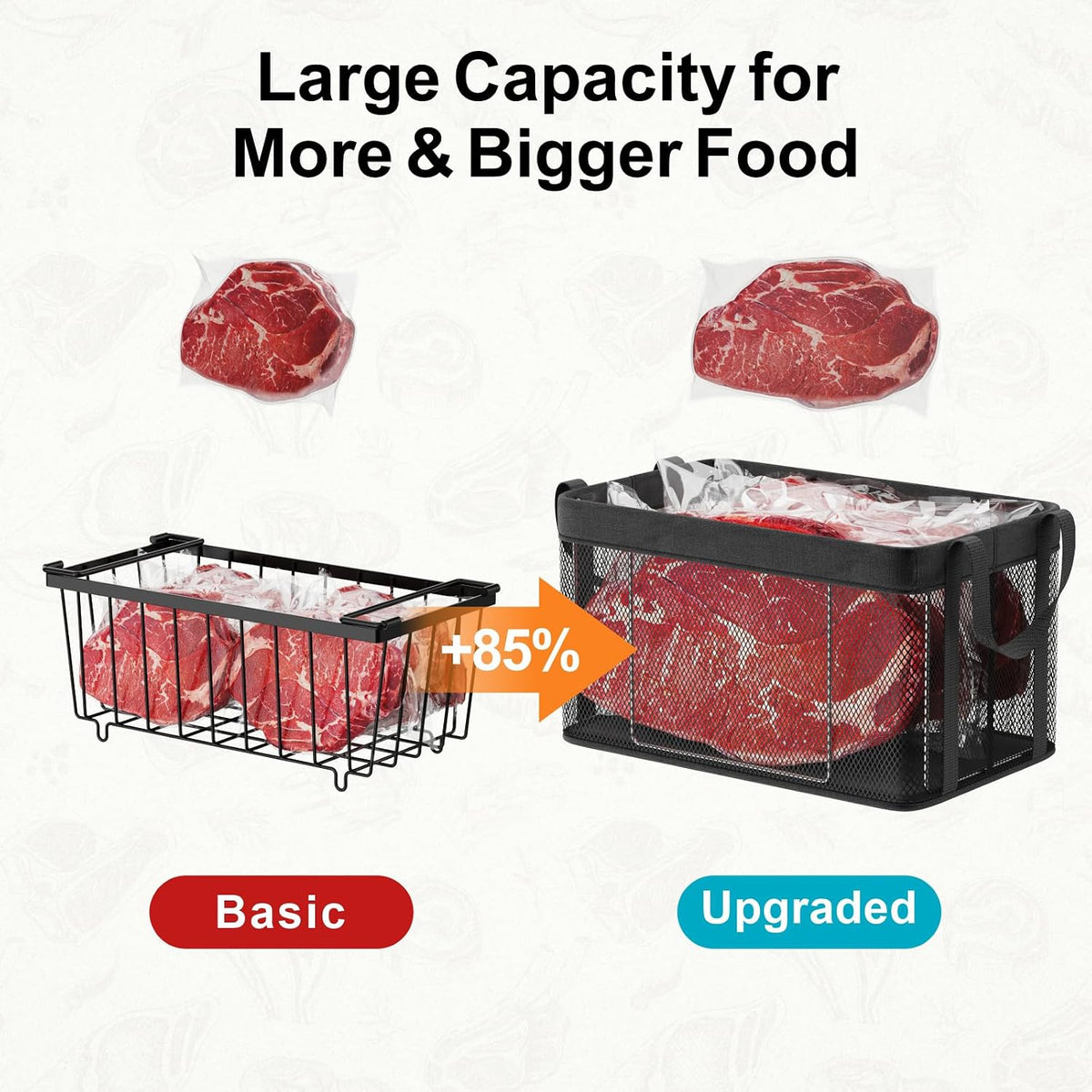 iSPECLE Deep Freezer Organizer Bins - Large Baskets for 5-7 Cu.Ft, 4 Pack