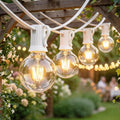 Afirst White Outdoor String Lights 50FT with 53 Glass Bulbs Waterproof Patio Lights for Wedding Home Garden Backyard Party