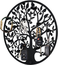 Round Decorative Home Key Holder Wall Mount, Metal Tree Car Key Rack for Wall Organizer for Keys, Wallets, Hats, Used for Decor for House Entryway, Kitchen, Garage, Office (8" Black)
