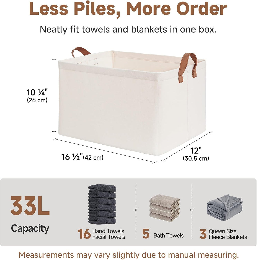 StorageWorks Storage Basket for Shelves, Storage Bins, Beige, 2-Pack