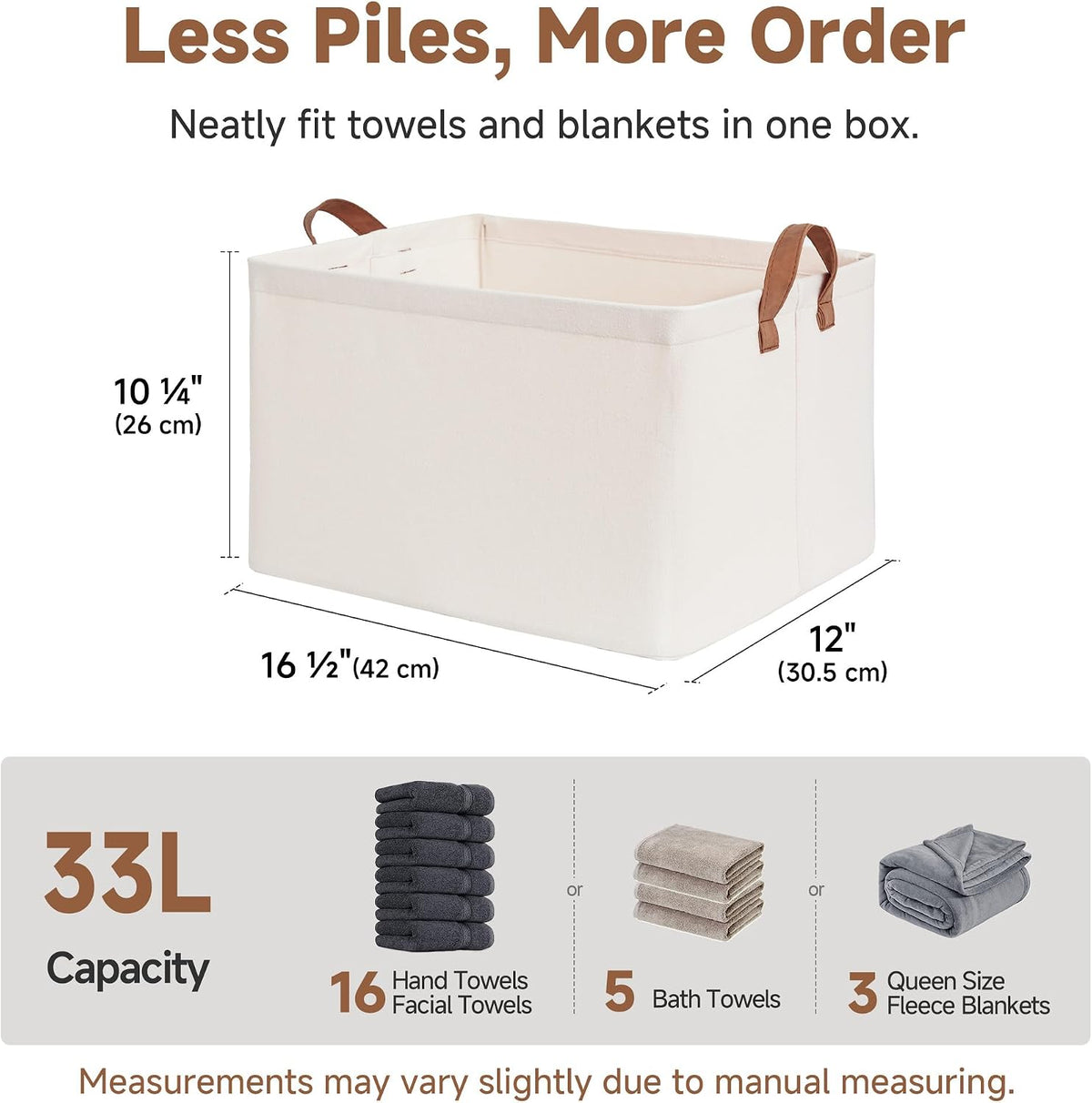 StorageWorks Storage Basket for Shelves, Storage Bins, Beige, 2-Pack