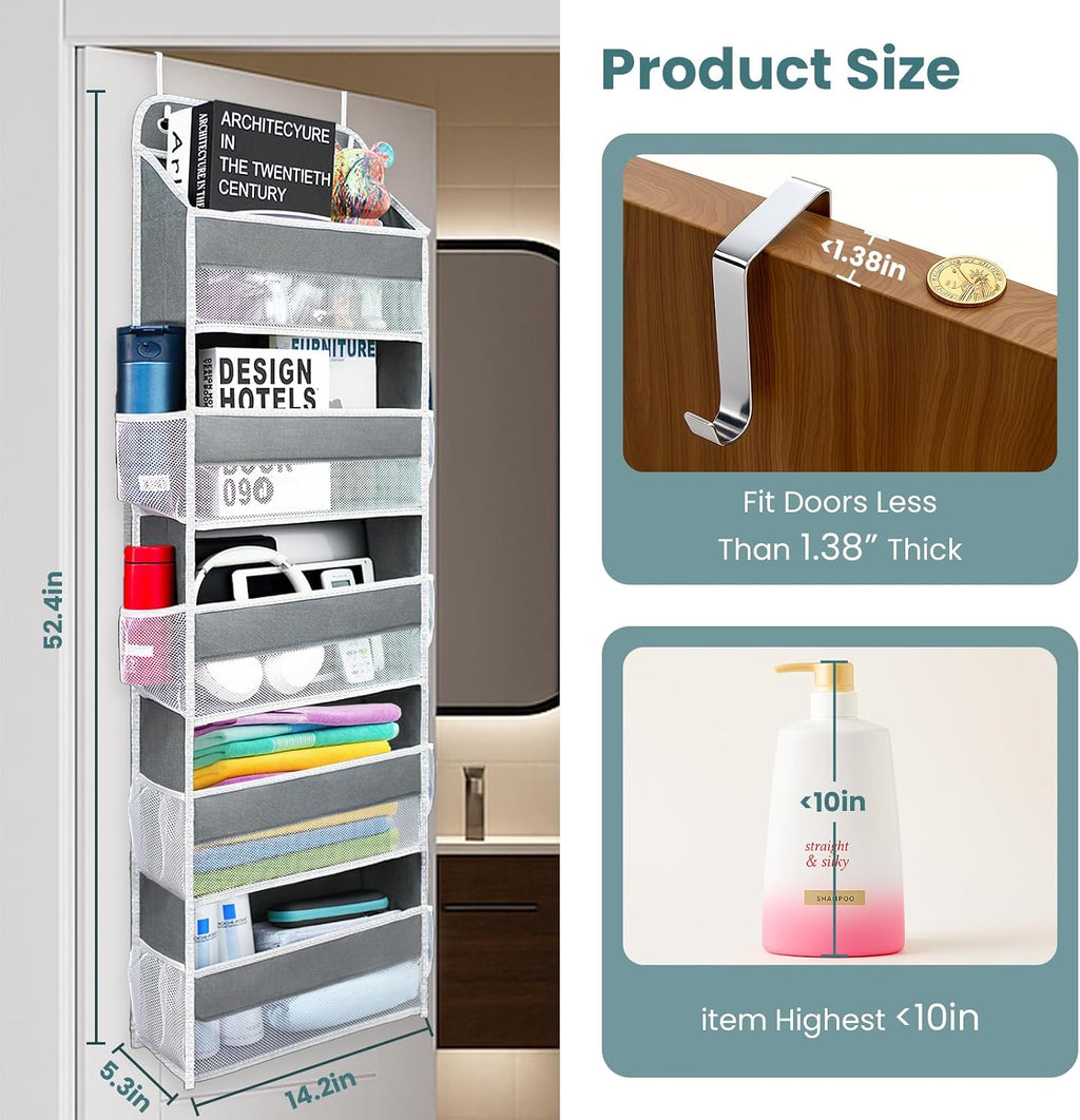 5-Tier Over The Door Pantry Organizer, Kitchen & Bathroom Storage, Grey