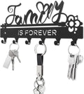 ”Family Is Forever“Key Holder Wall Mounted, Black Metal, Size:11x4.84inches