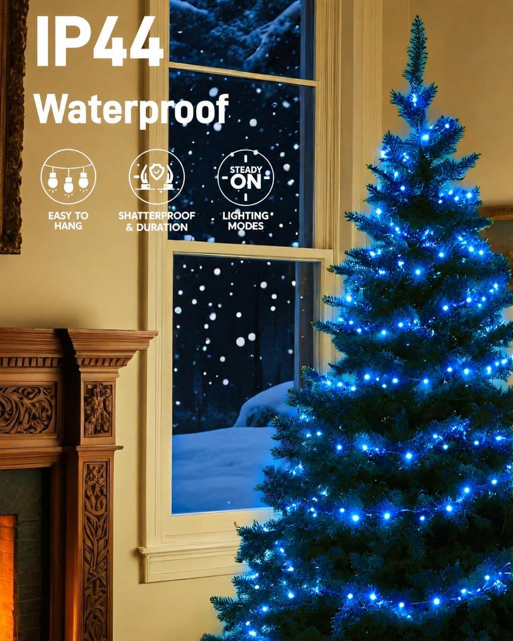 Christmas Lights 100 Count Incandescent UL Certified Connectable 21feet Blue Christmas String Lights for Tree Indoor Outdoor Xmas Wedding Christmas Decorations Valentines Day Decor Green Wire