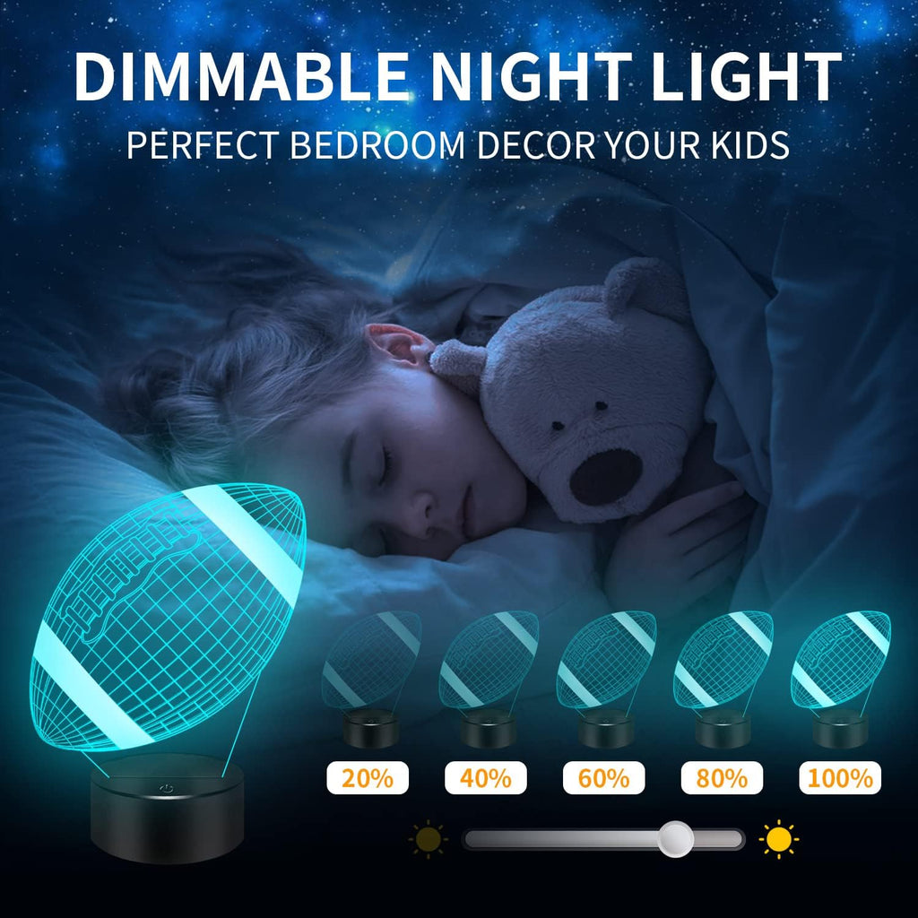 Football Gifts Football 3D Night Light, 16 Colors Changing Touch & Remote Control Table Illusion Lamp, Bedroom Office Gaming Decor, Christmas Birthday Xmas Gift Toys for Boys Girls Men Sport Fans