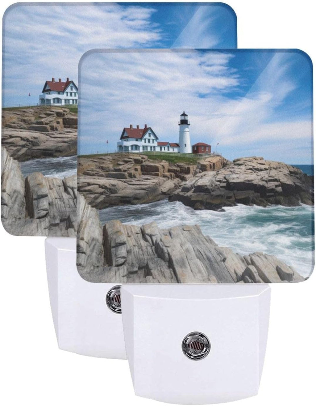 Set of 2 Led Night Lights, Lighthouse Beach Summer Auto Dusk-to-Dawn Sensor Night Lamp Plug-in Home Decorative for Adult