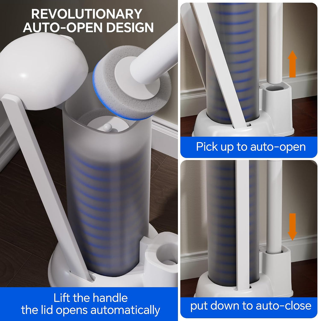 Ctime Disposable Toilet Brushes and Holder Set, 1 Pack with 54 Refills