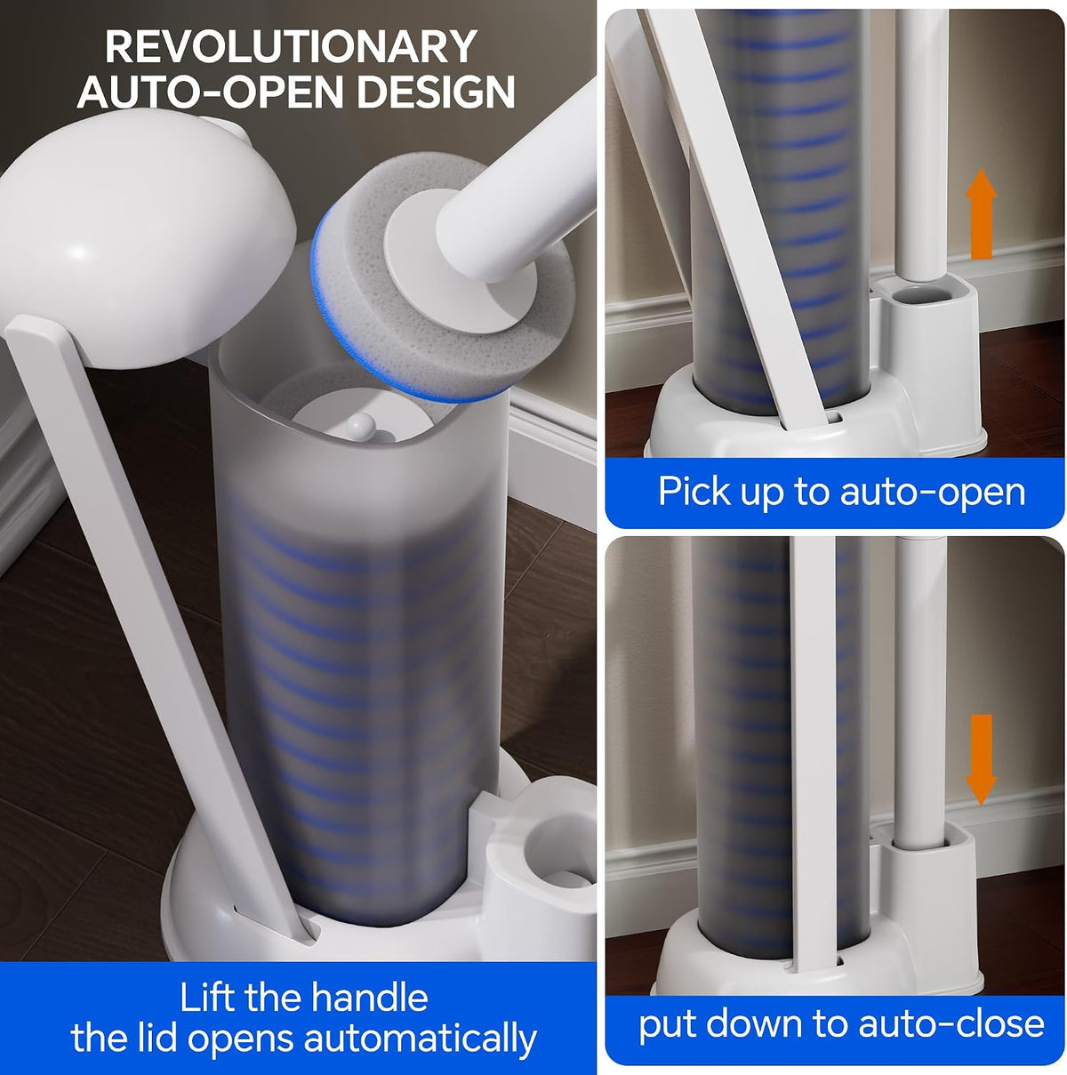 Ctime Disposable Toilet Brushes and Holder Set, 1 Pack with 54 Refills