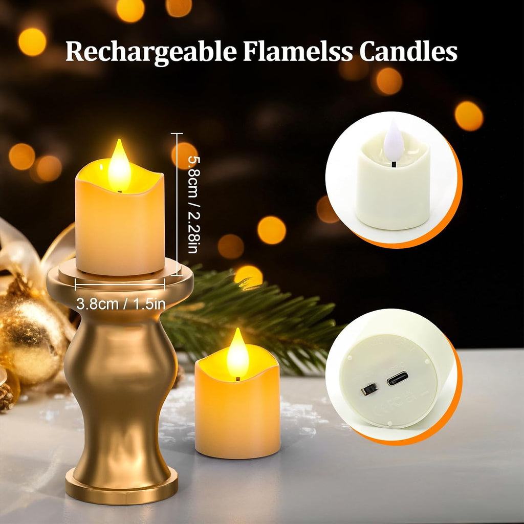 Yme Remote Control Votive Candles, Rechargeable Tea Lights with Timer
