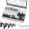 Glarks 423pcs Cable Clips with Steel Nail and Insulated U Staple Nail Kit, 223pcs M4/6/8/10/12/16/20/25 Cable Wire Clips, 200pcs Electrical U Staple Nail, Wire Staples Cord Clips for Cable Management