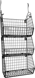 3 Tier Hanging Foldable Wire Baskets Closet Organizer Shelf with Clothes Storage Wall Mount or Countertop Caddy Bin for Clothing Handbags Snacks Drinks Fruits