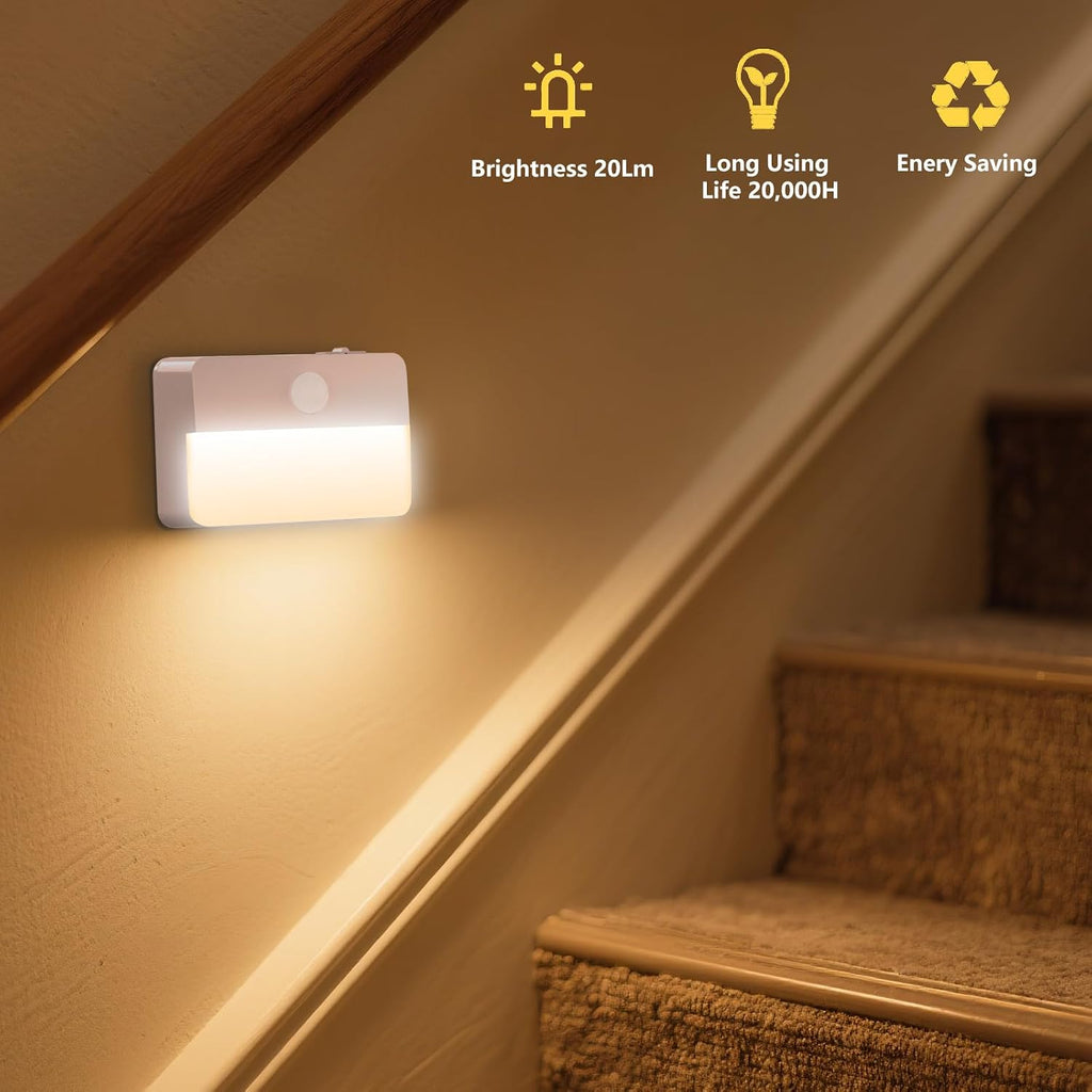 Motion Sensor Night Lights, 6 Pack Warm White Stick-On Stair Lights