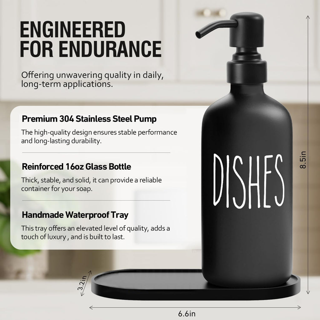 MOMEEMO Kitchen Soap Dispenser Set, Black & White