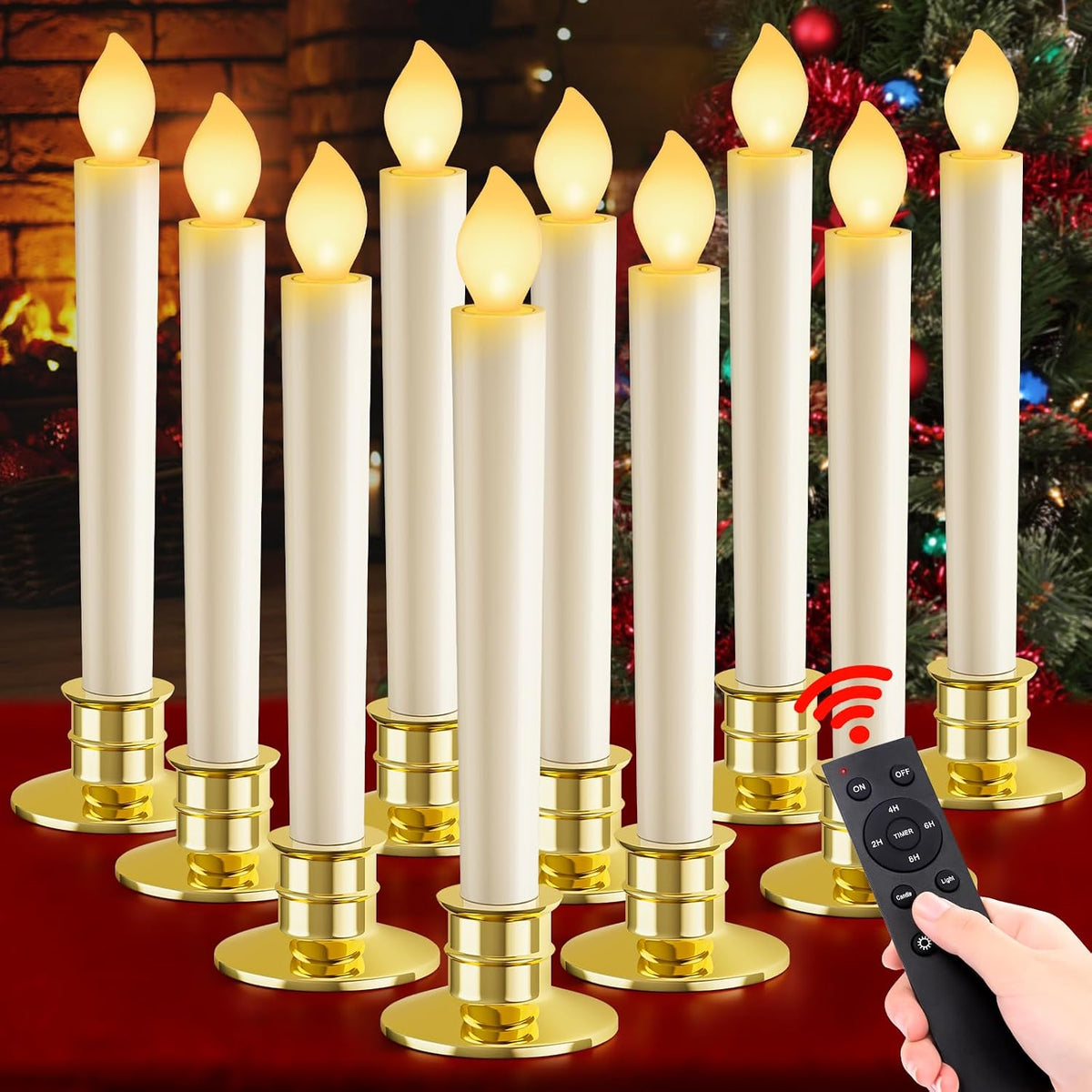 10 Pack Christmas Window Candles Lights Battery Operated Candles Decoration