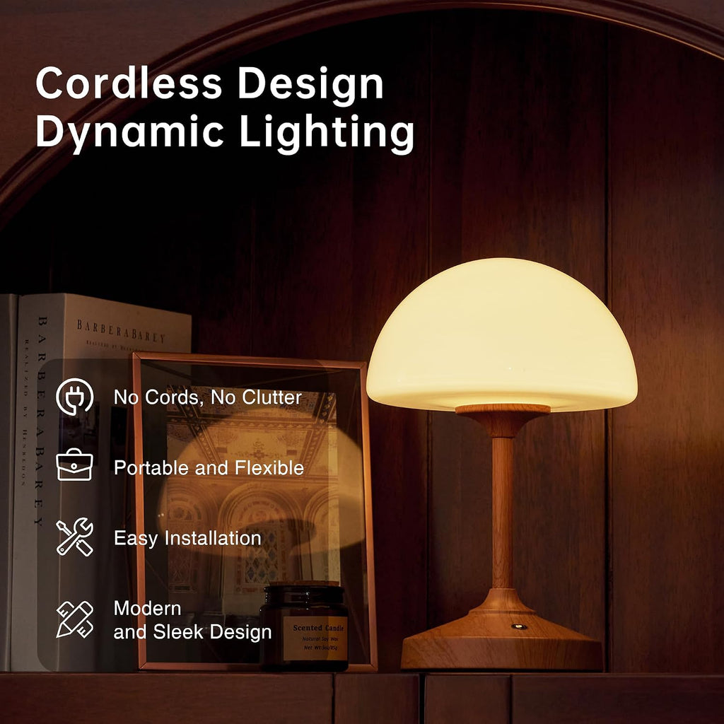 Dawnwake Mushroom Lamp Cordless Lamp for Bedroom-Shower Lamp Waterproof