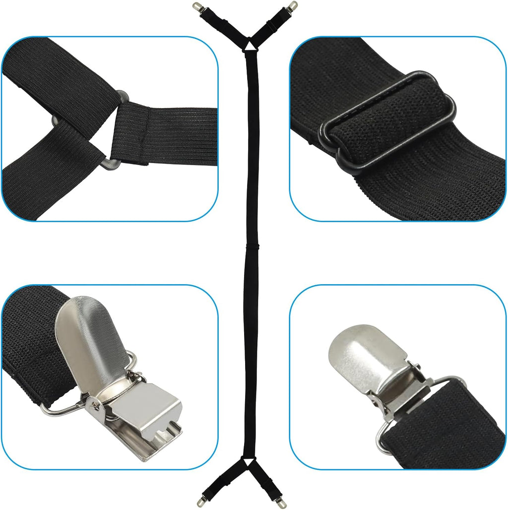 Bonsicoky Adjustable Elastic Straps with Metal Clips, Black, 2 Pack
