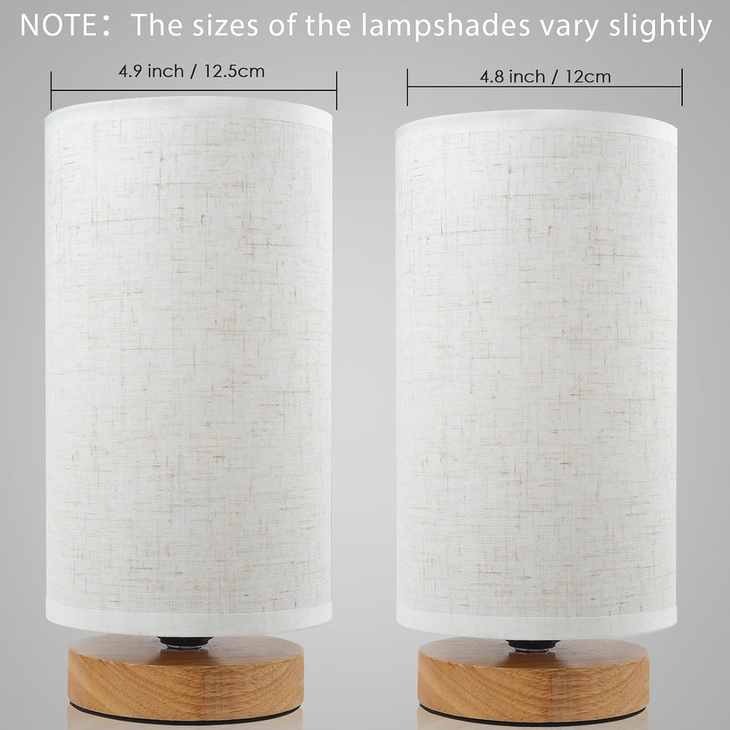 Minimalist Bedside Table Lamps for Bedrooms Set of 2, 3 Color Temperature Bedside Lamps with Round Fabric Linen Shade,Small Desk Lamp Night Nightstand Lamp Set for Living Room, Reading ,Office