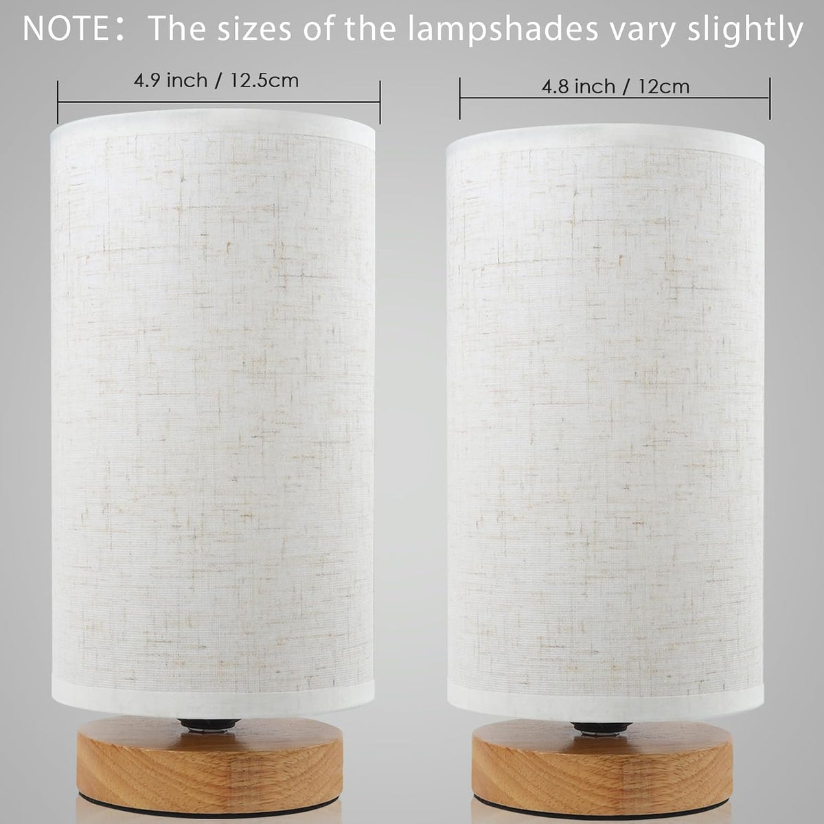 Minimalist Bedside Table Lamps for Bedrooms Set of 2, 3 Color Temperature Bedside Lamps with Round Fabric Linen Shade,Small Desk Lamp Night Nightstand Lamp Set for Living Room, Reading ,Office