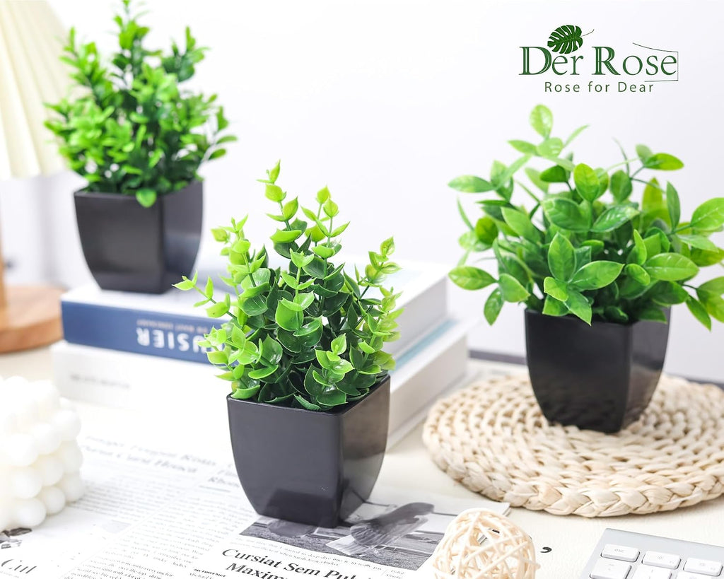 Der Rose 4 Pack Fake Plants Black Faux Plants Indoor for Farmhouse Decor