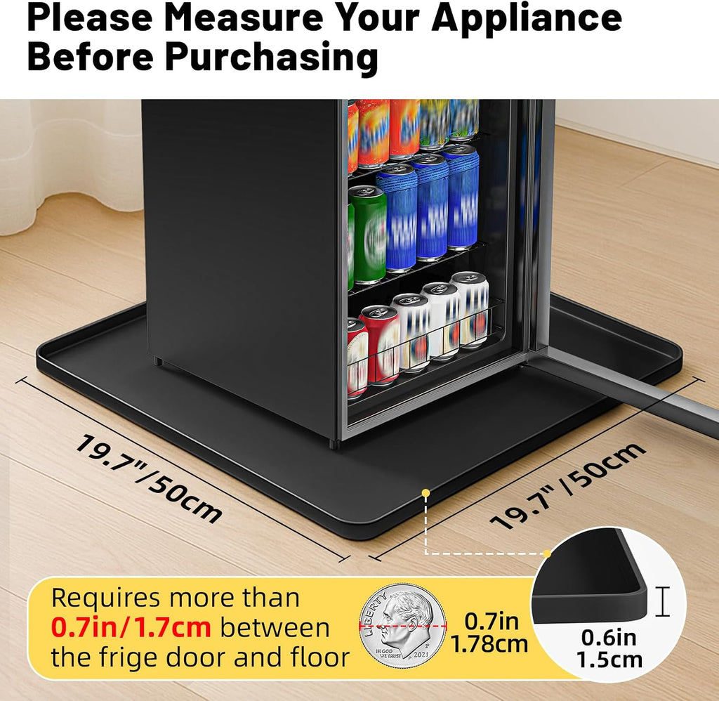 NAMTSO Mini Fridge Silicone Mat, 20"x20" Floor Protector Drip Tray, Black