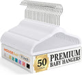 HOUSE DAY 11 Inch Velvet Baby Hangers 50 Pack, Premium Kids Hangers White