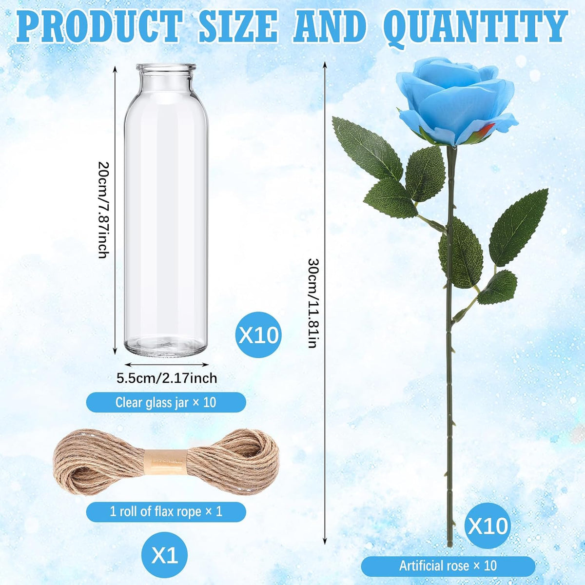 Qinyoung 10 Set Dried Pampas Grass Table Centerpiece for Wedding, Blue