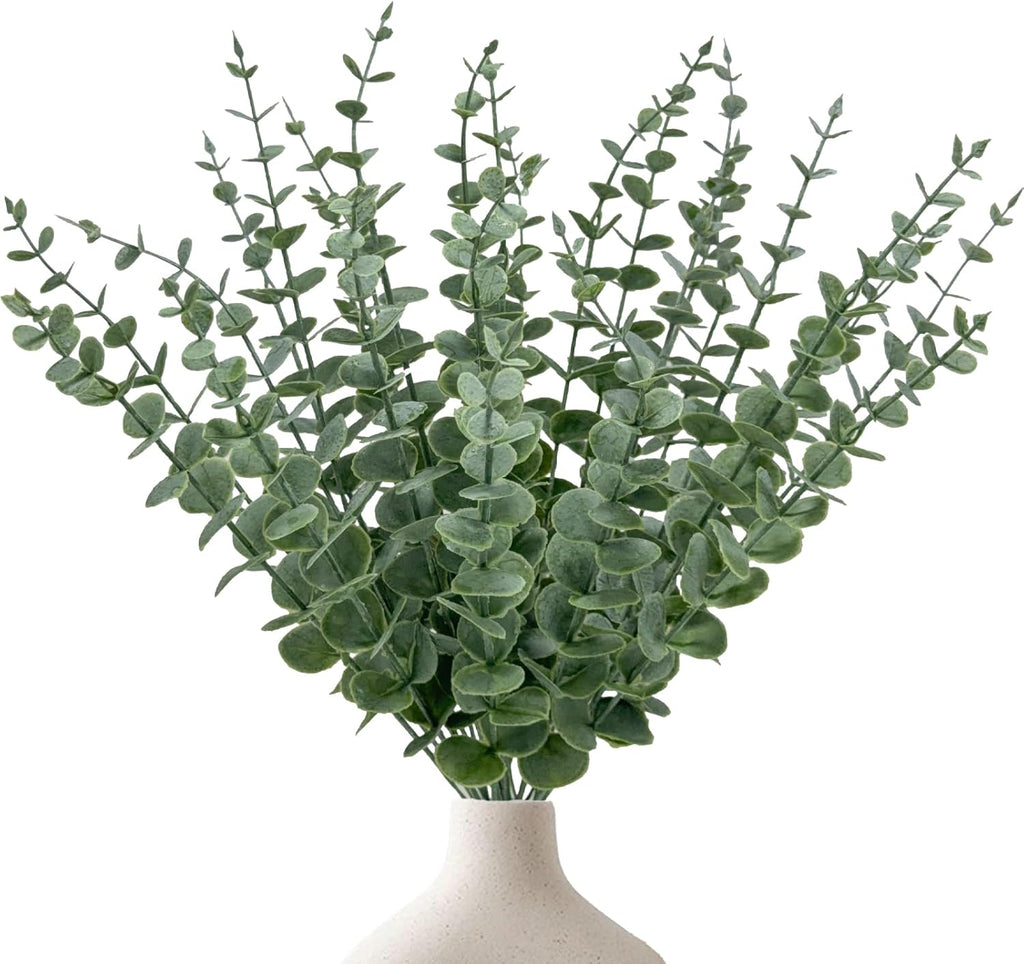 25Pcs Artificial Eucalyptus Stems, Realistic Fake Eucalyptus Branches for Home Decor, Wedding Centerpiece, Christmas Table Decoration, Centerpiece Greenery Arrangement