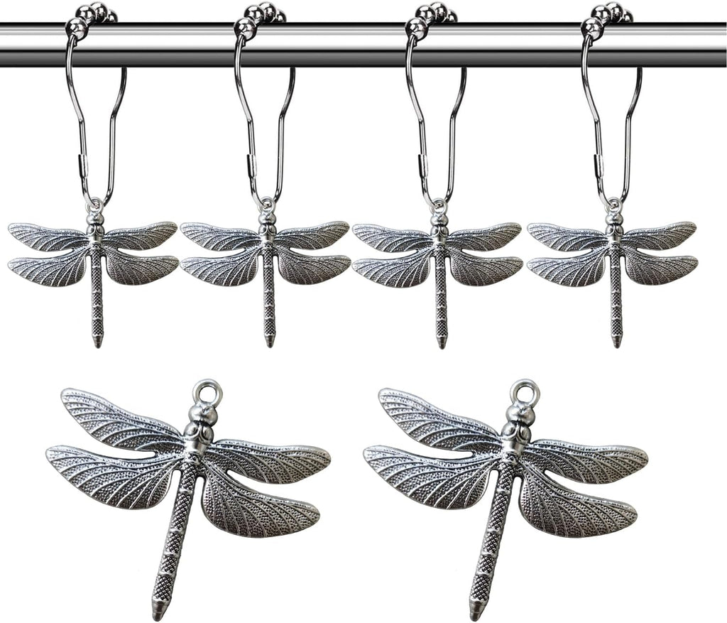 Dragonfly Shower Curtain Hooks - Decorative Shower Hooks for Shower Curtain